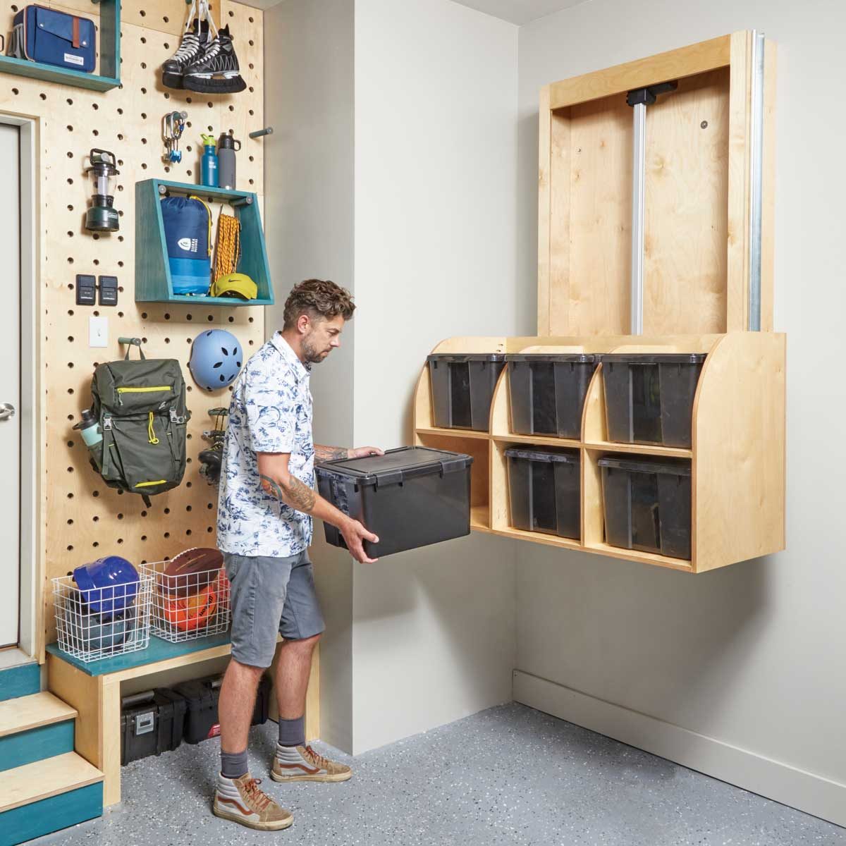 diy garage bin shelf