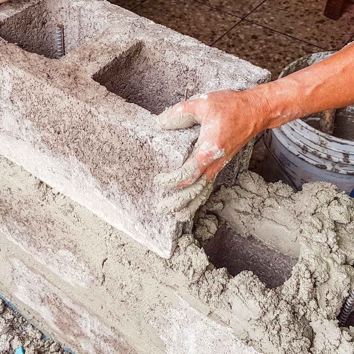 Working with cement with bare hands