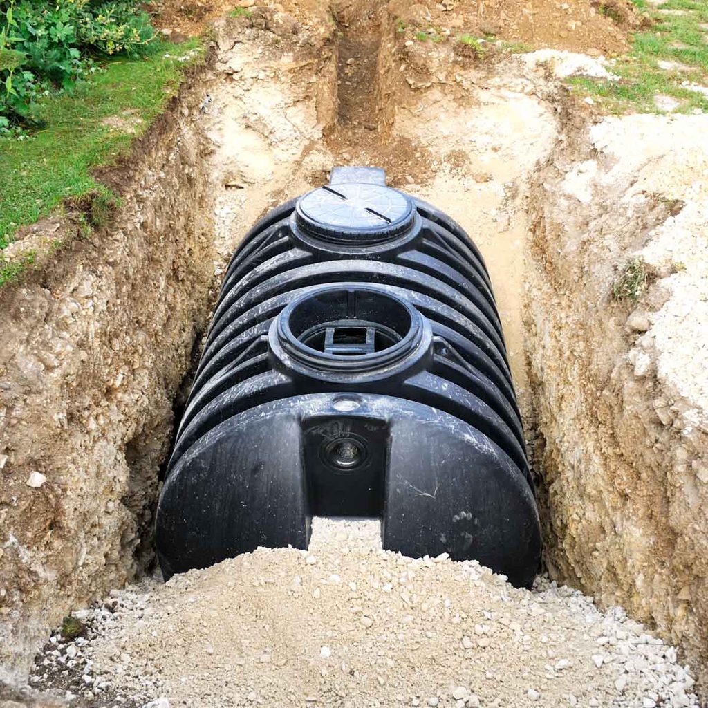Septic tank in the ground