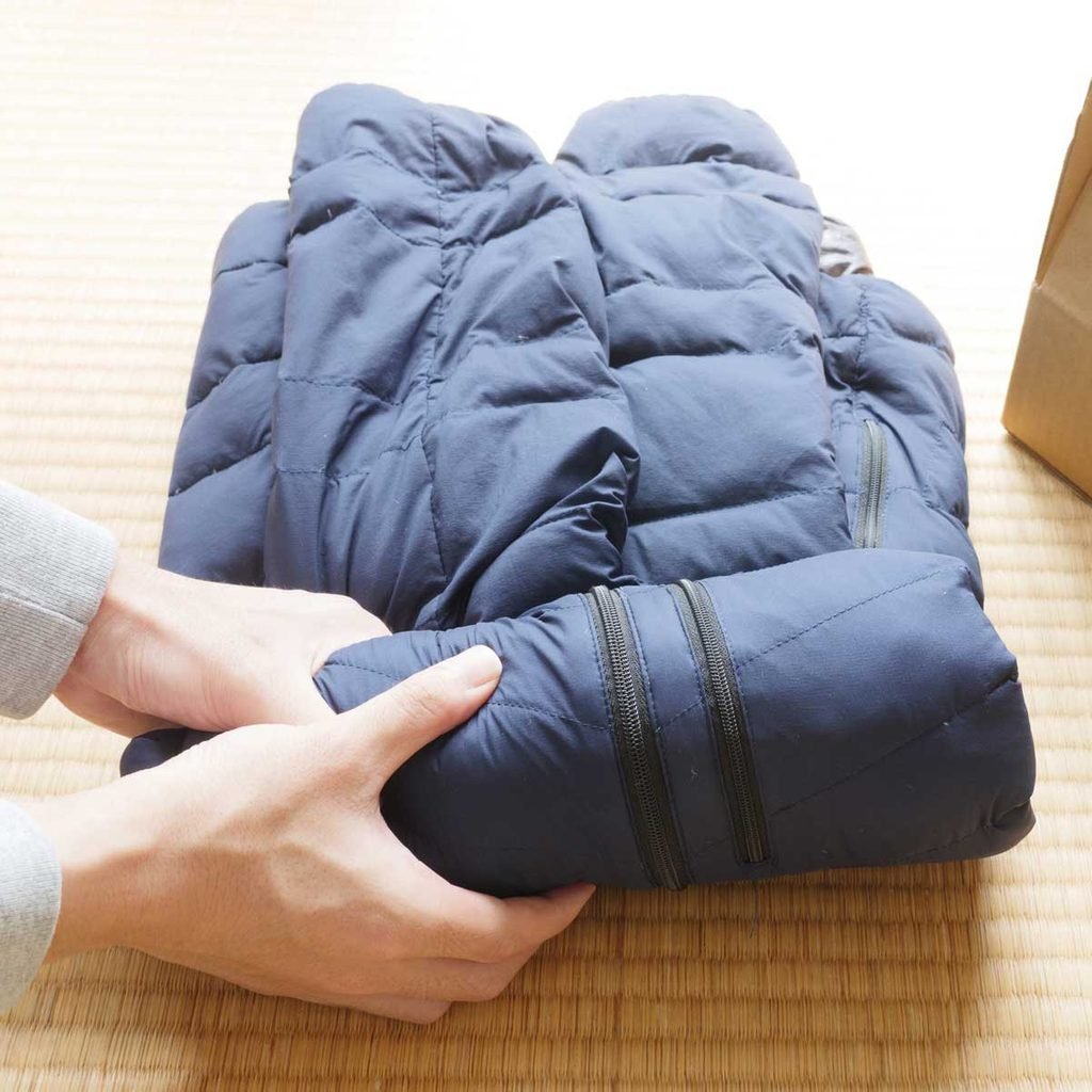 Packing away a down jacket