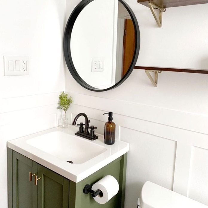 bathroom green vanity
