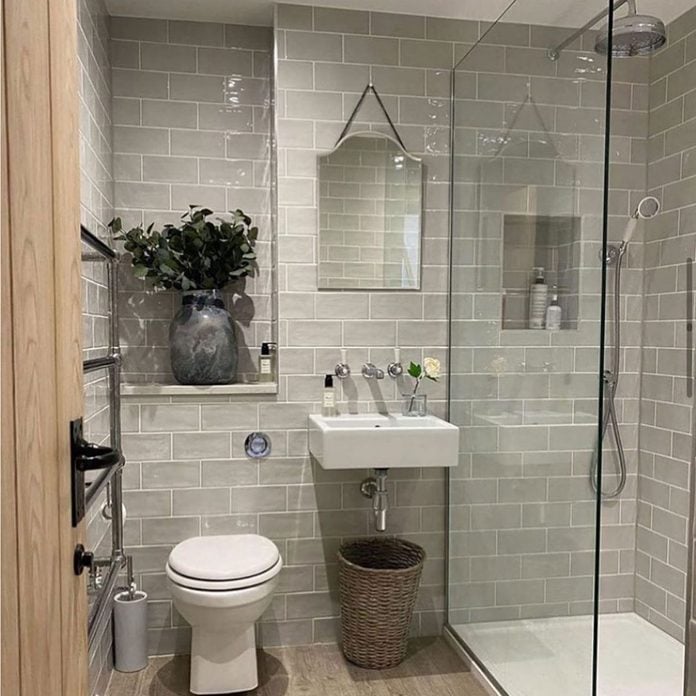 bathroom grey tile