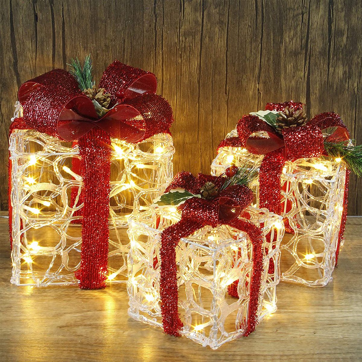 Atdawn Set Of 3 Lighted Gift Boxes Christmas Decorations Ecomm Amazon.com