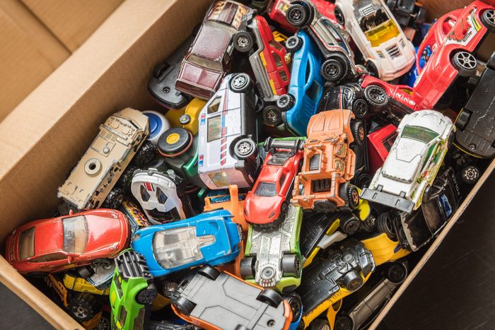 High Angle View Of Toys In Box