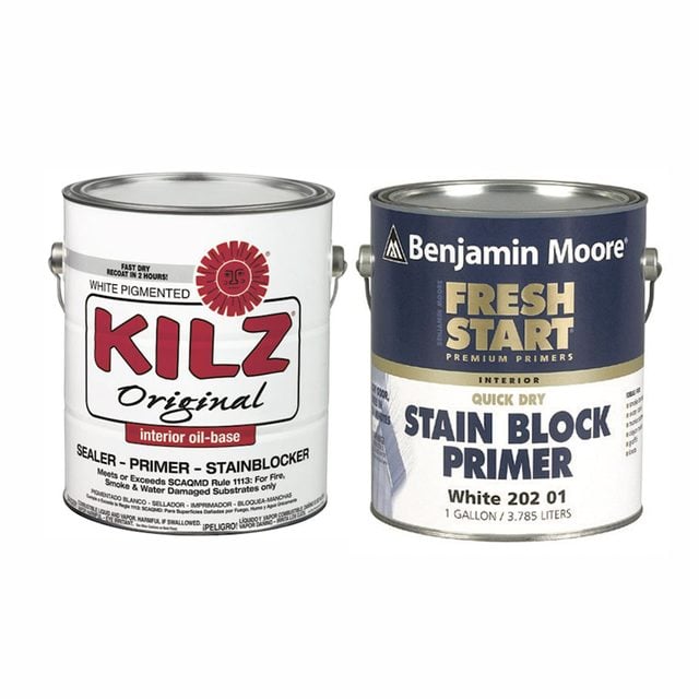 Kilz and Benjamin Moore paint cans