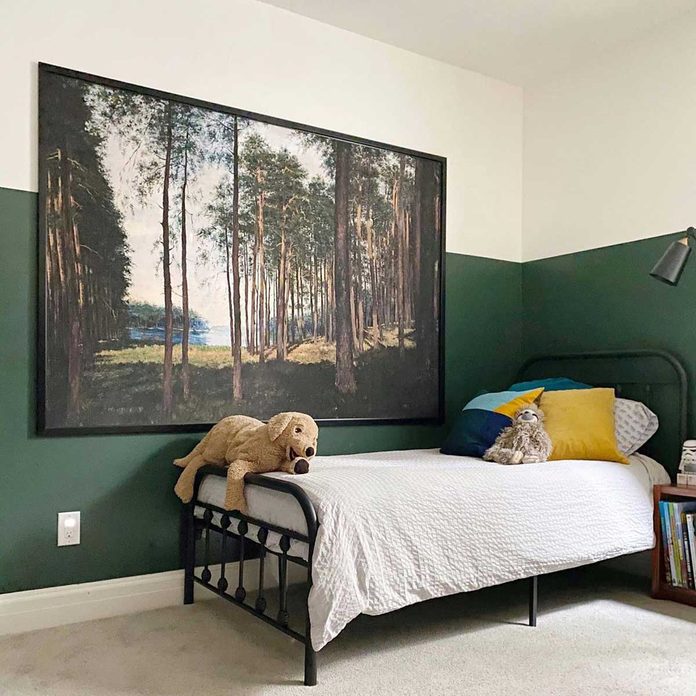 Bedroom with large nature art