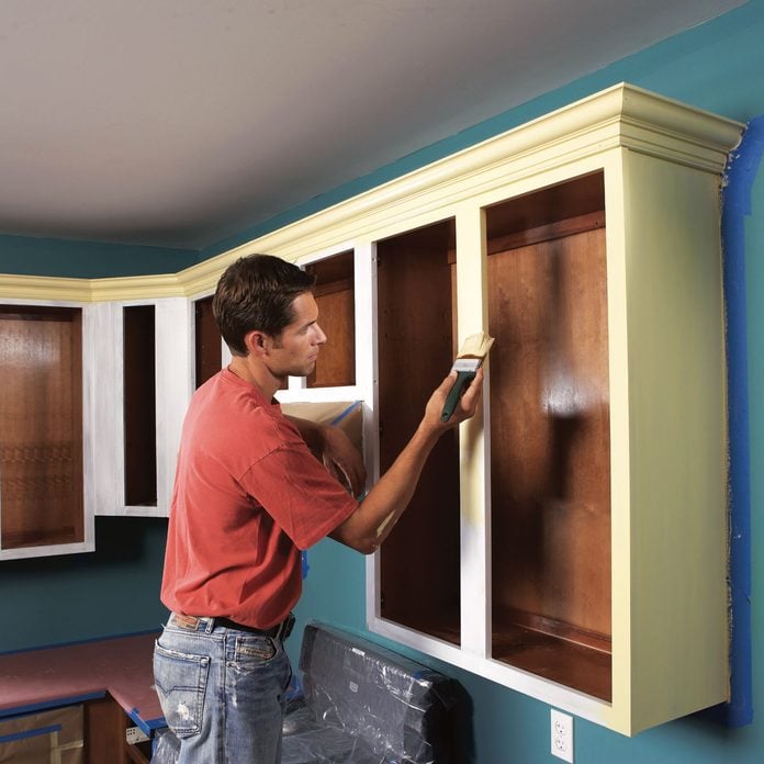 Spray Paint Kitchen Cabinets Diy, Kitchen Cabinet Inside Finish