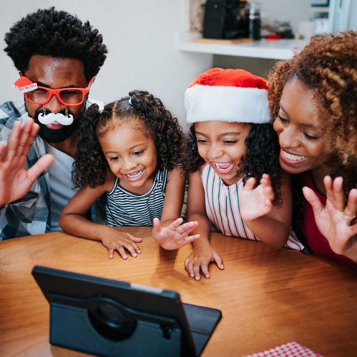 Family celebrating Christmas virtually
