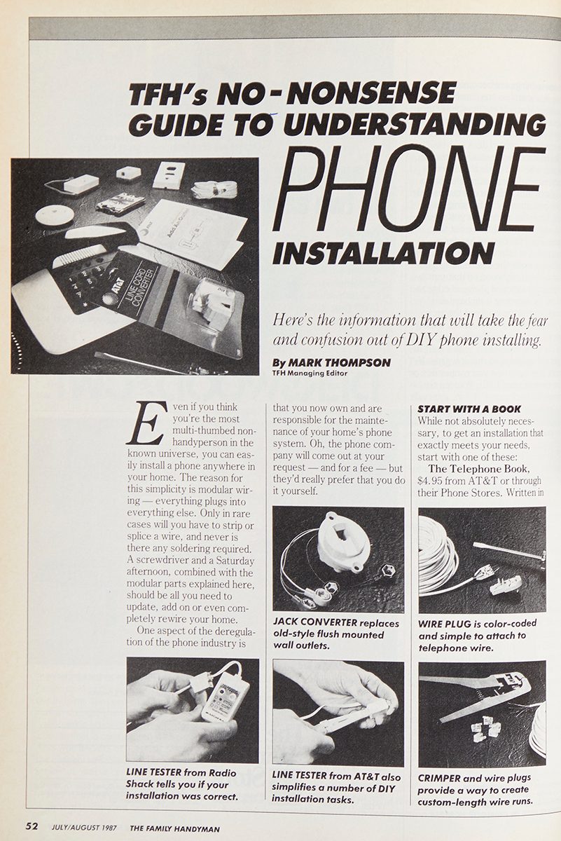 1987 Family Handyman article on installing phones
