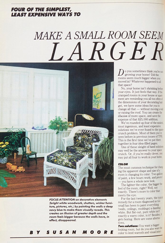 Vintage 1988 Family Handyman project on making a room look bigger