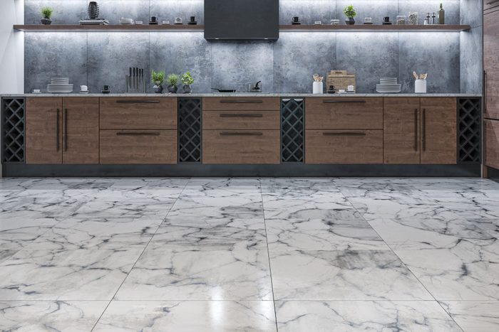 Modern Luxury Kitchen On Marble Floor