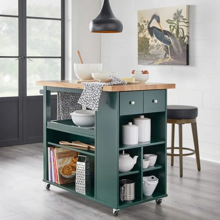 Haysi 42.5'' Wide Rolling Kitchen Cart With Solid Wood Top Ecomm Wayfair.com