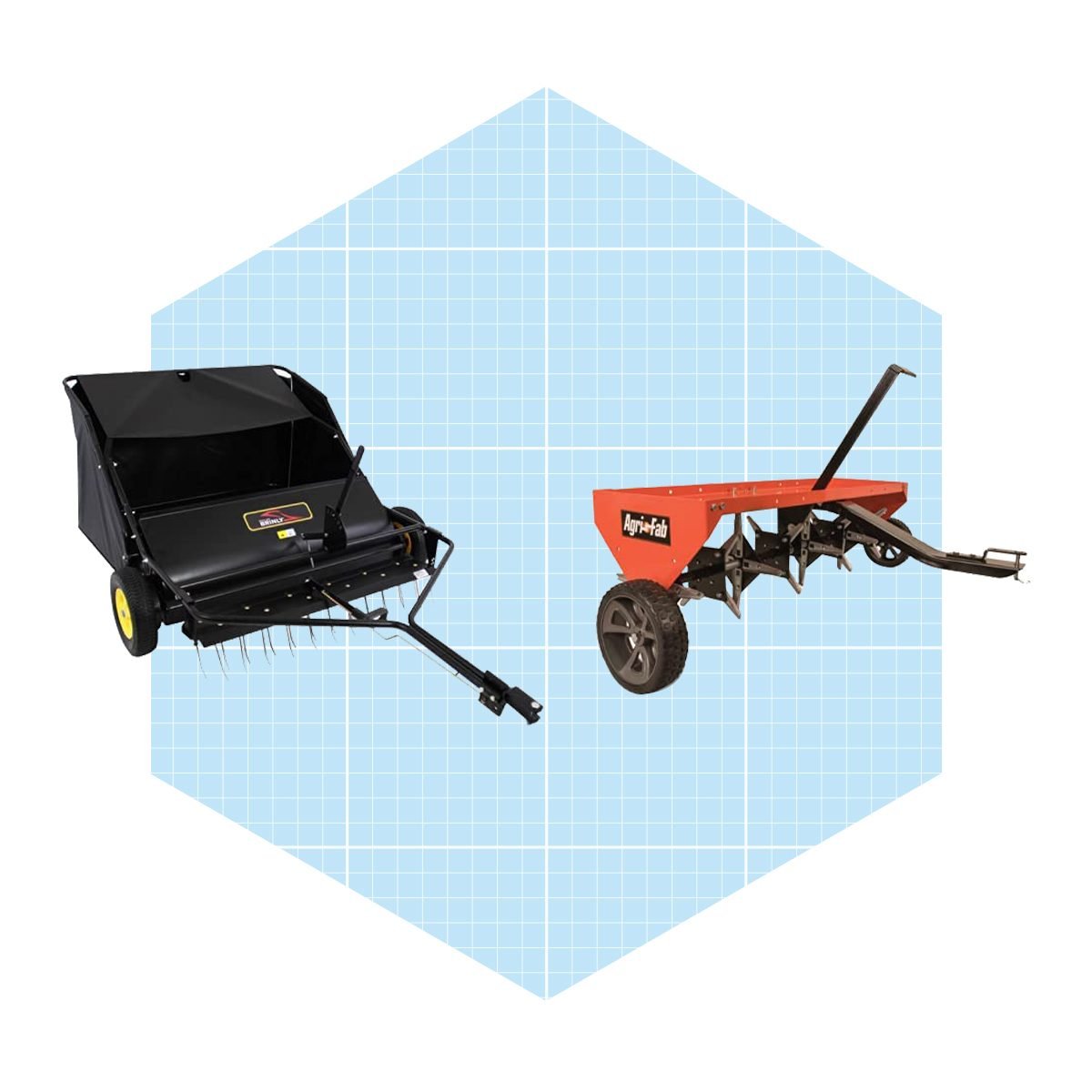 Brinly Tow Behind Lawn Sweeper With Dethatcher And Hamper Windscreen Ecomm Amazon.com