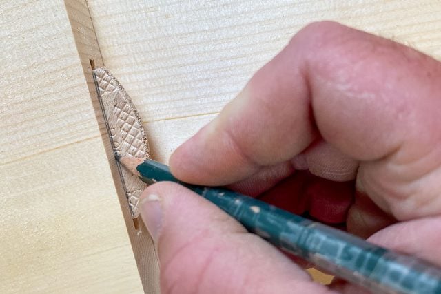 Drawing a Mark on Wood with Pencil