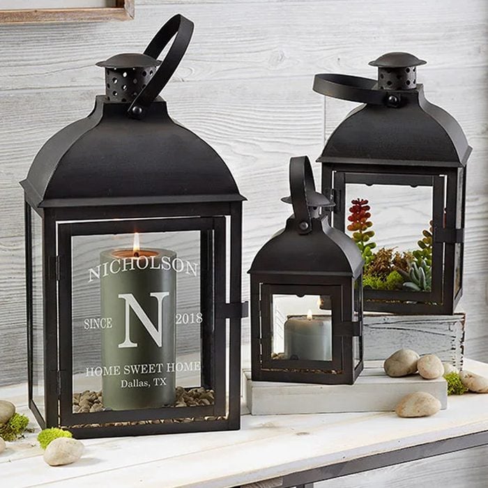 Family Initial Personalized Candle Lantern 3 Piece Set Ecomm Personalizationmall.com