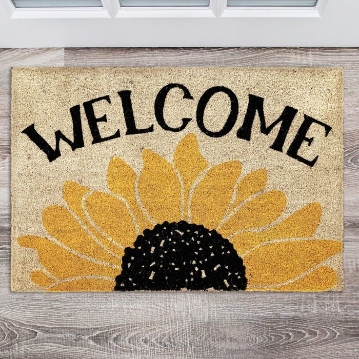 Sunflower Welcome Doormat Ecomm Via Potterybarn.com