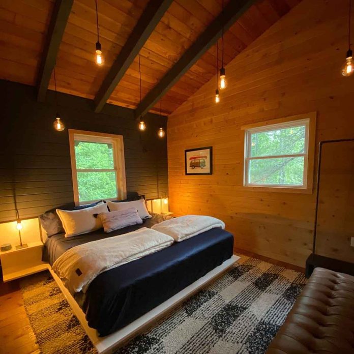 wood panel walls cabin