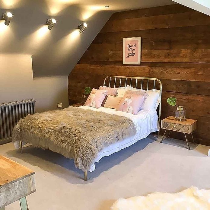 attic bedroom wood panels