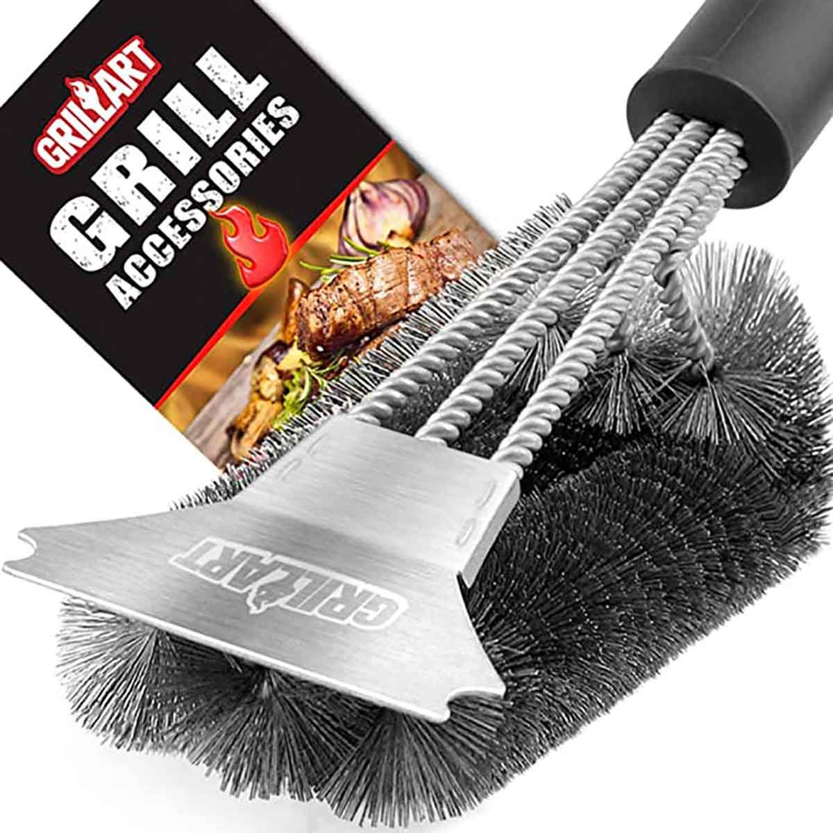2 Pieces 8 Inch Grill Brush And Scraper Stainless Steel Wire Grill Brush  Extra Strong Bbq Cleaner Accessories Heavy Duty Barbecue Grill Cleaning  Brush