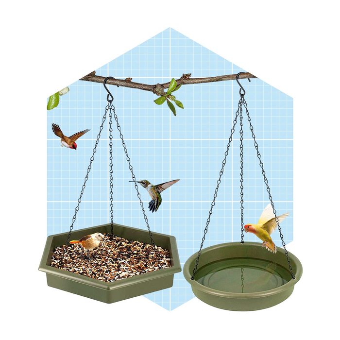 Hanging Two In One Birdbath And Feeder