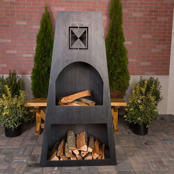 Outdoor Fireplace Dewolf+66''+h+steel+wood+burning+outdoor+fireplace