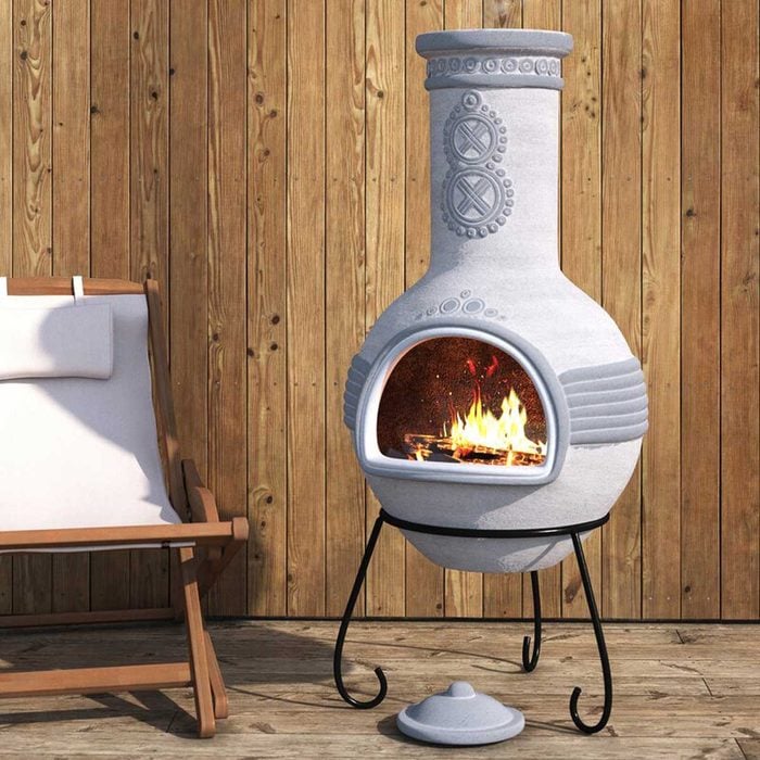Outdoor Fireplace Midgard+49.2''+h+clay+wood+burning+outdoor+chiminea