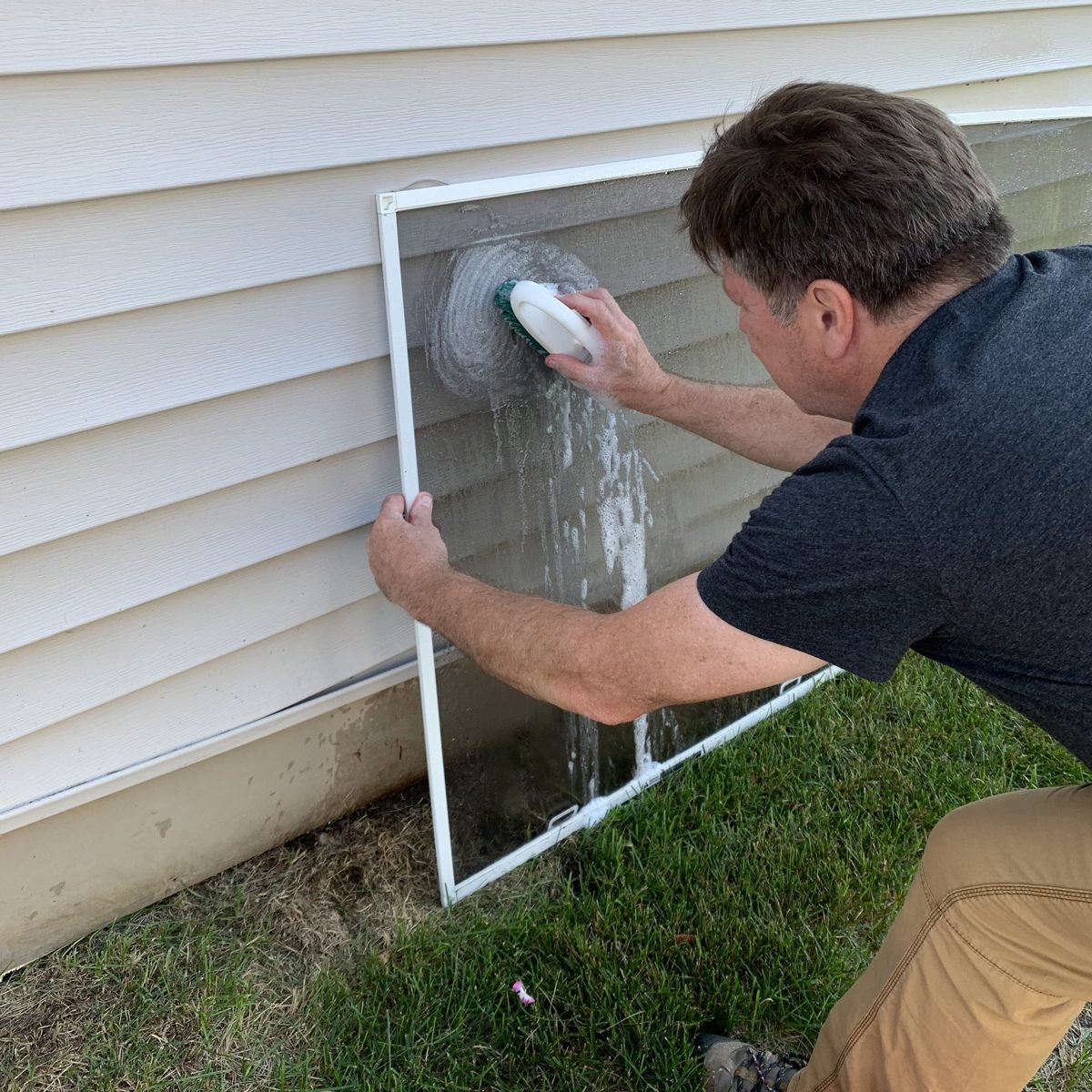 washing the window screens