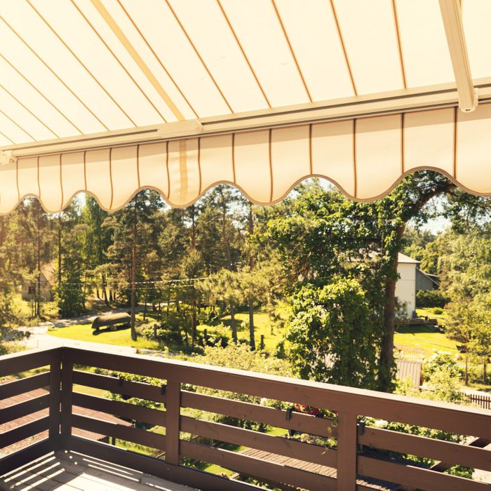 awning over balcony terrace on sunny day