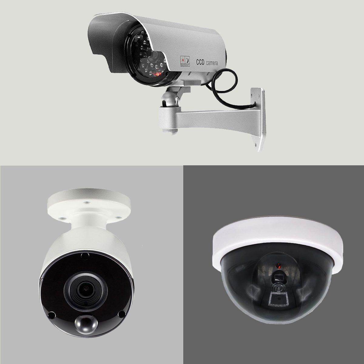 Security Dummy CCTV Infra Red Camera Flashing Light Fake Surveillance System 