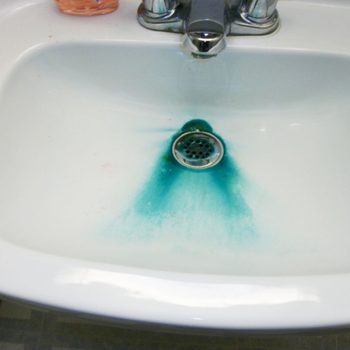 Blue Green Staining in a bathroom sink