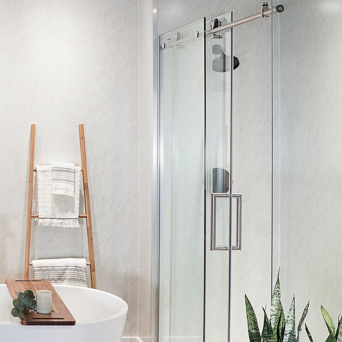 Family Handyman bathroom with installed wall panels