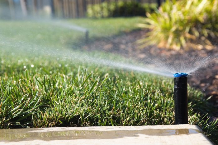 home lawn sprinkler system operating