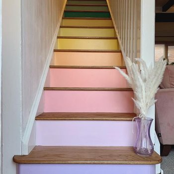 Pastel Rainbow Painted Stairs