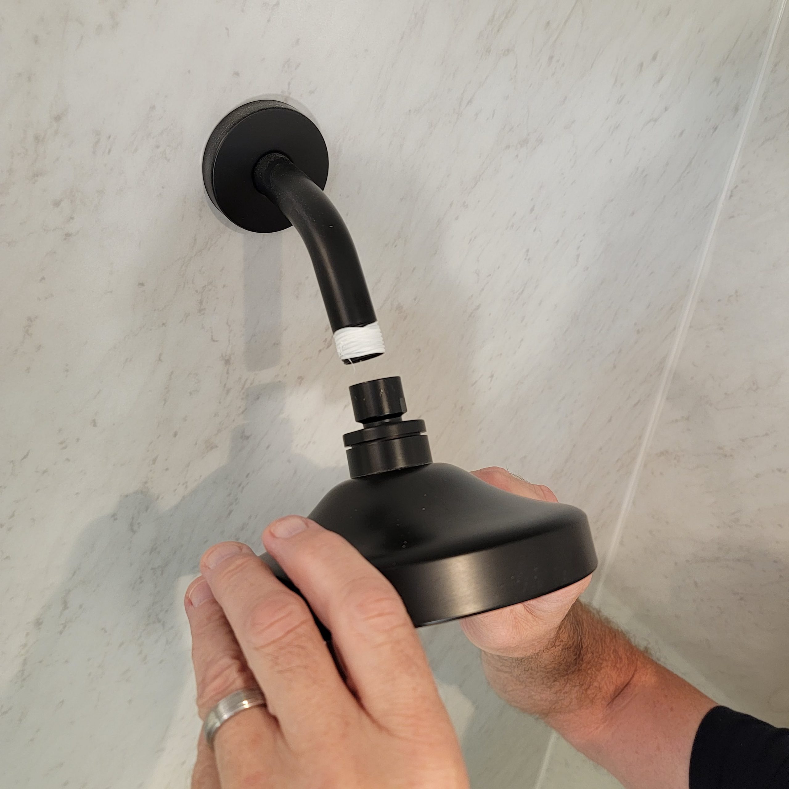 installing the new showerhead
