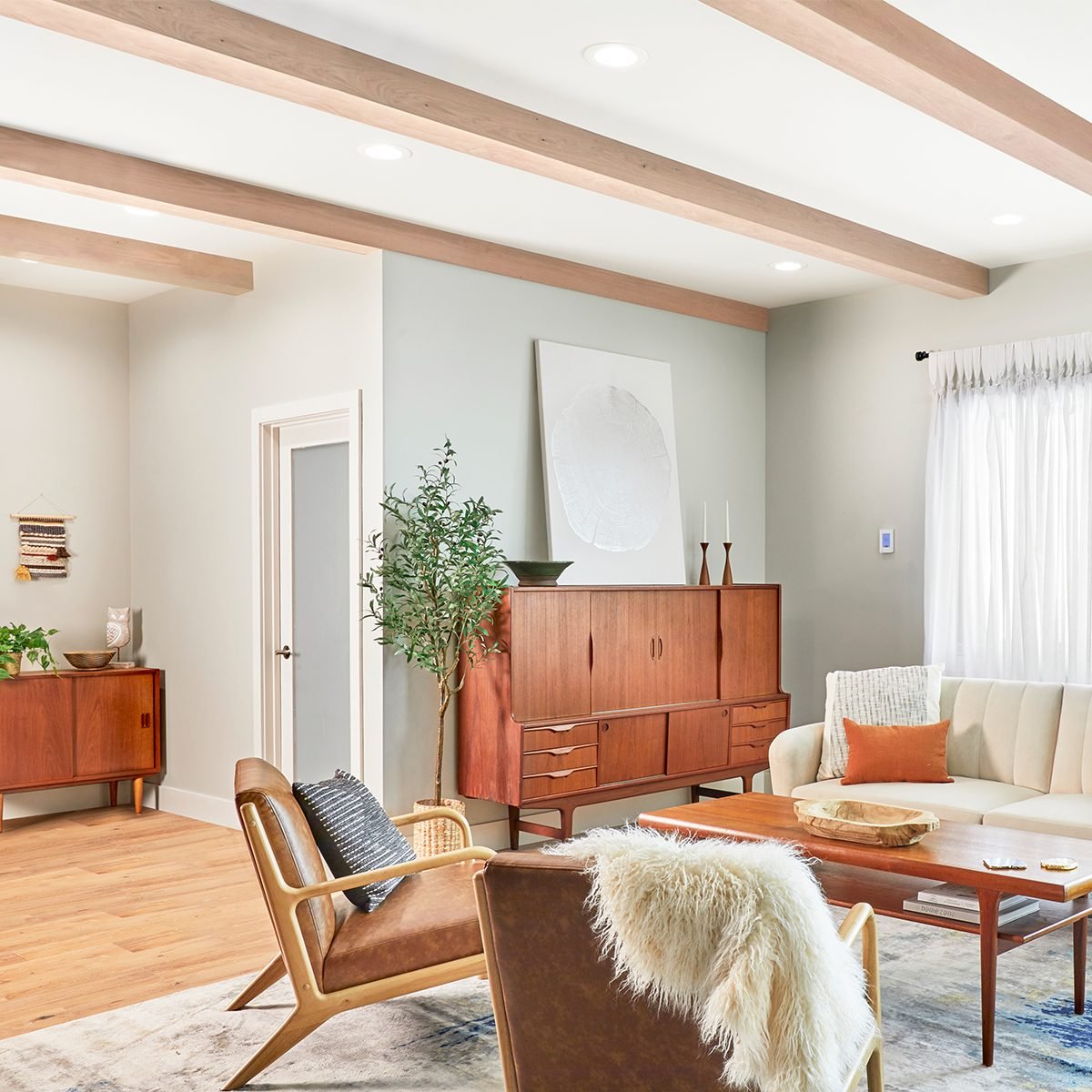 Faux beam ceiling in furnished home