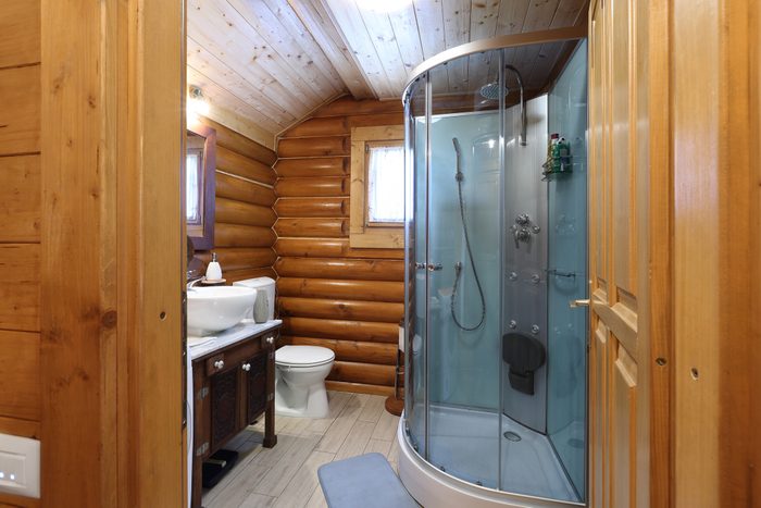Bathroom in a log cabin