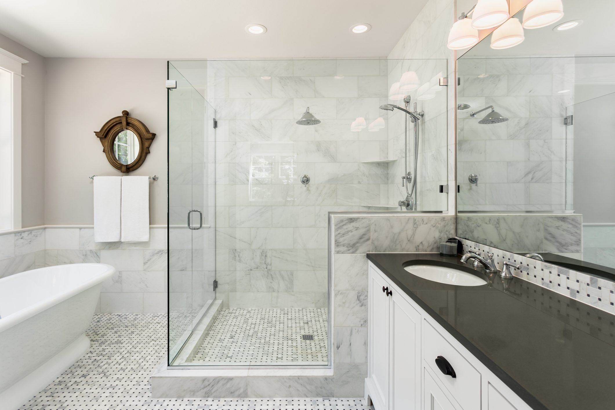 Master bathroom shower in new luxury home