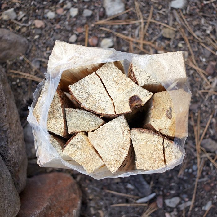 Small wrapped bundle of dried firewood