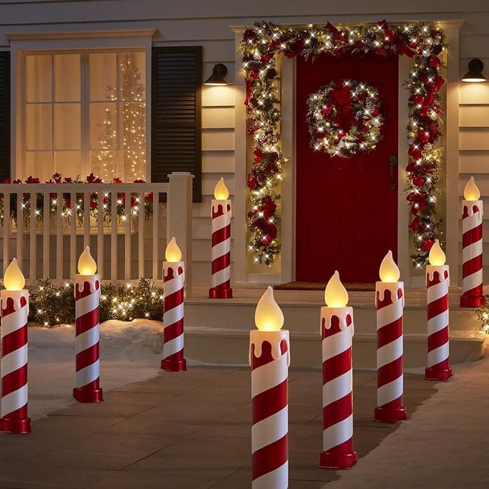 Large Flickering Candles Holiday Decoration