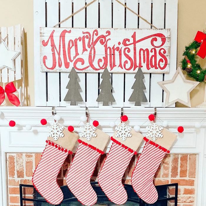 Red + White Christmas Fireplace
