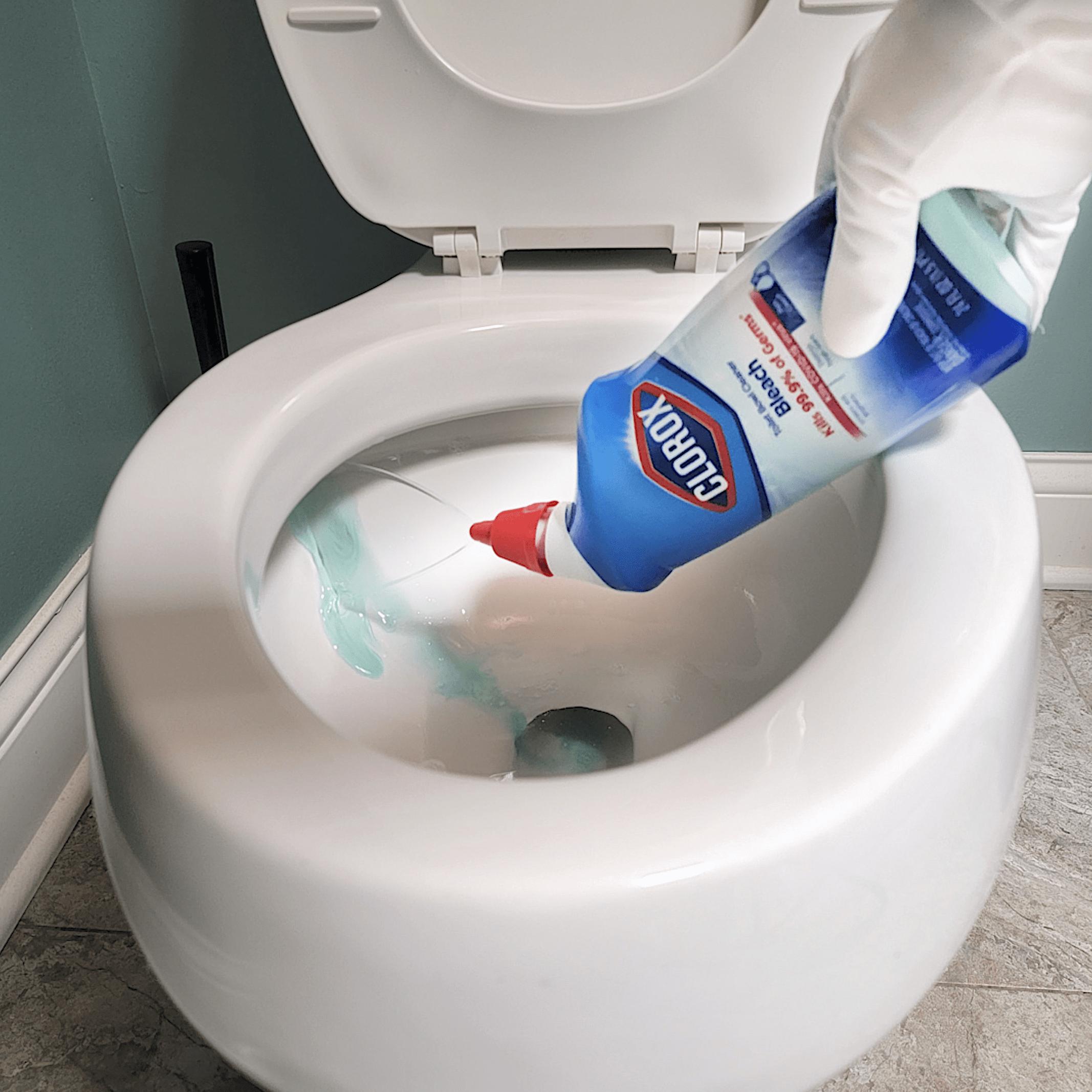 cleaning the toilet bowl with clorox toilet bowl cleaner