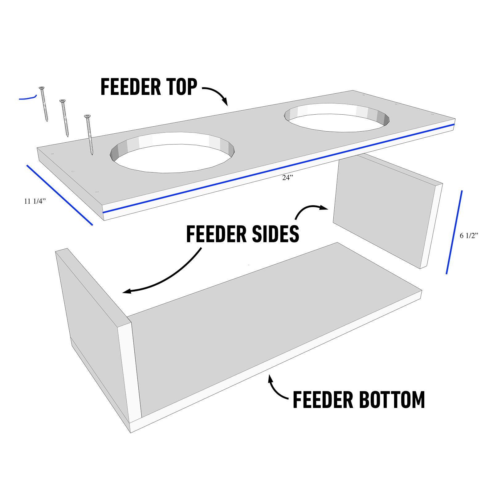 Dog Feeder Parts and dimensions
