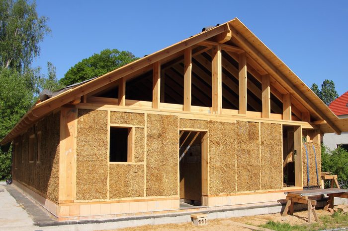 house constructed with straw bales