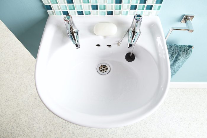 White sink in contemporary home bathroom