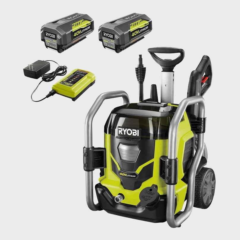 Ryobi 40 Volt 1500 Psi 1.2 Gpm Cordless Cold Water Electric Pressure Washer With 5.0 Ah Batteries And Charger