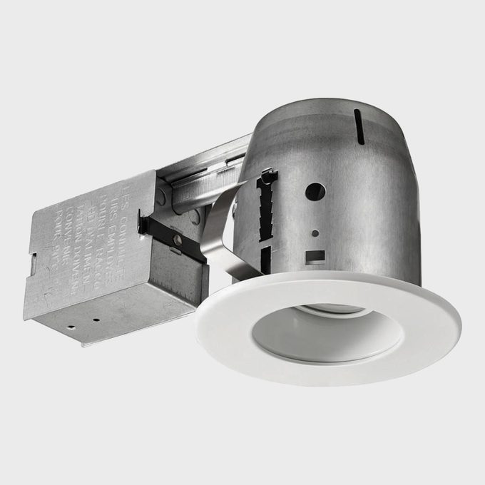 White Led Swivel Baffle Round Trim New Construction And Remodel Recessed Lighting Kit With Led Bulb