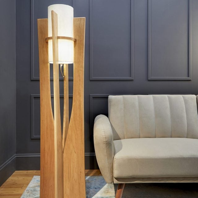 Modern Wooden Floor Lamp finished project in a living room