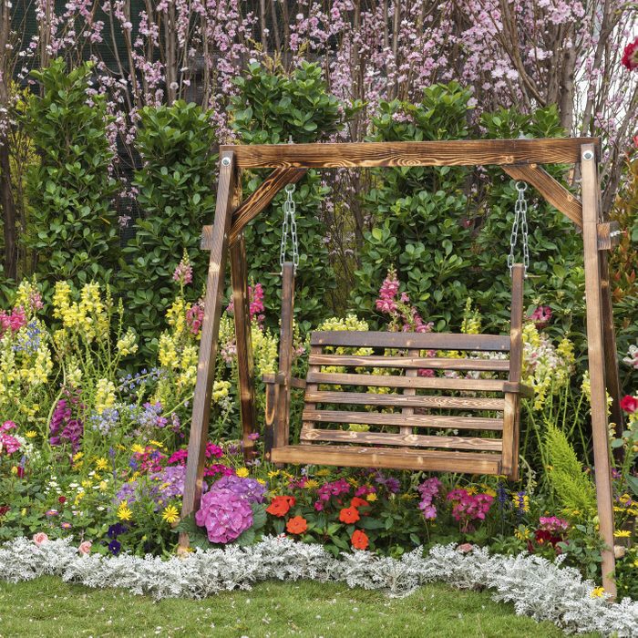 seat in flower garden