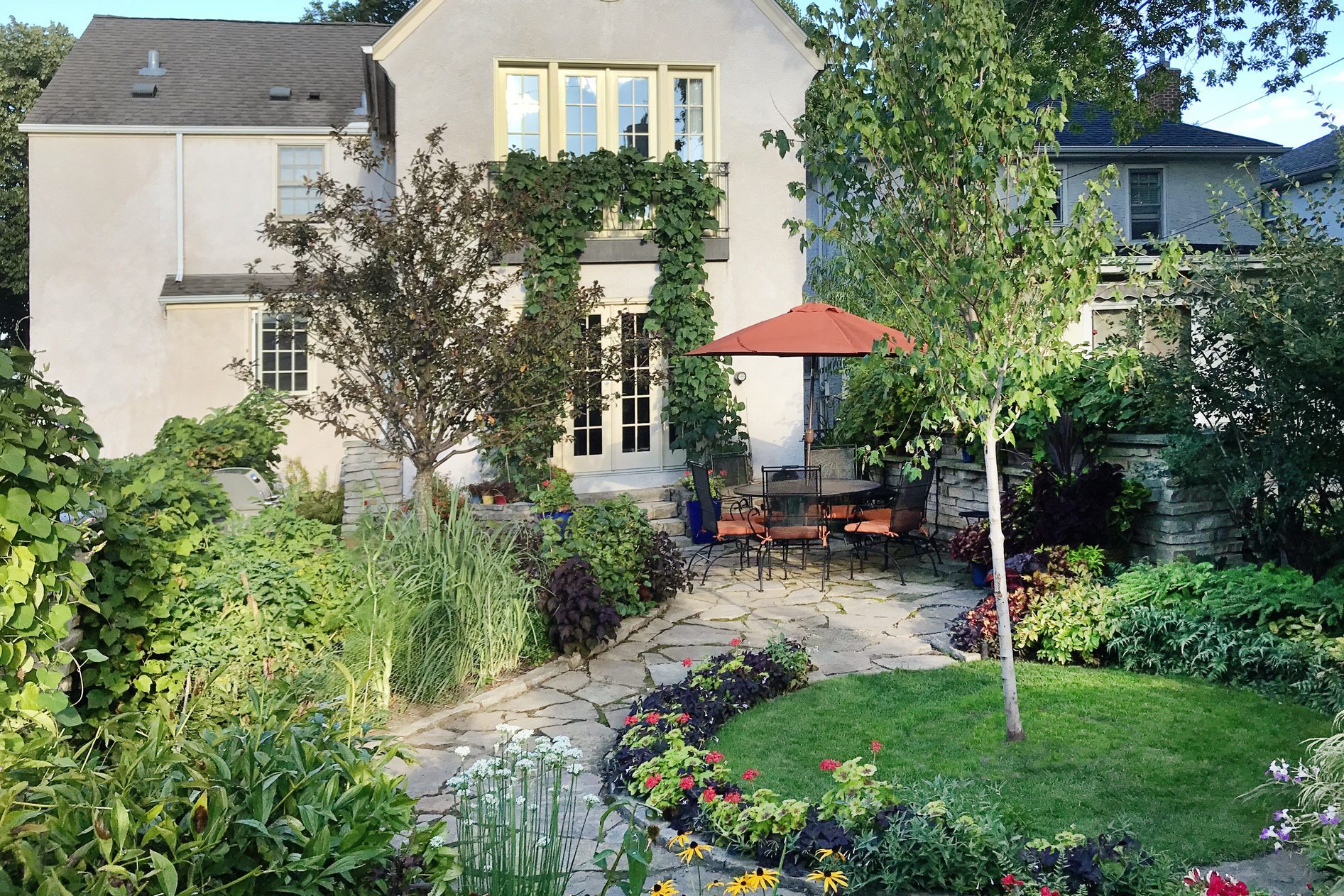 Backyard Garden Patio of Residential Home in Midwest, Minnesota, USA