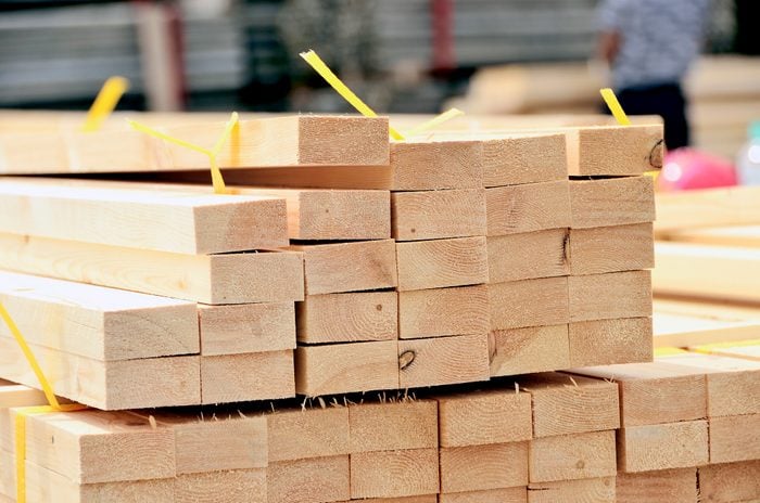 stack of pine wood lumber